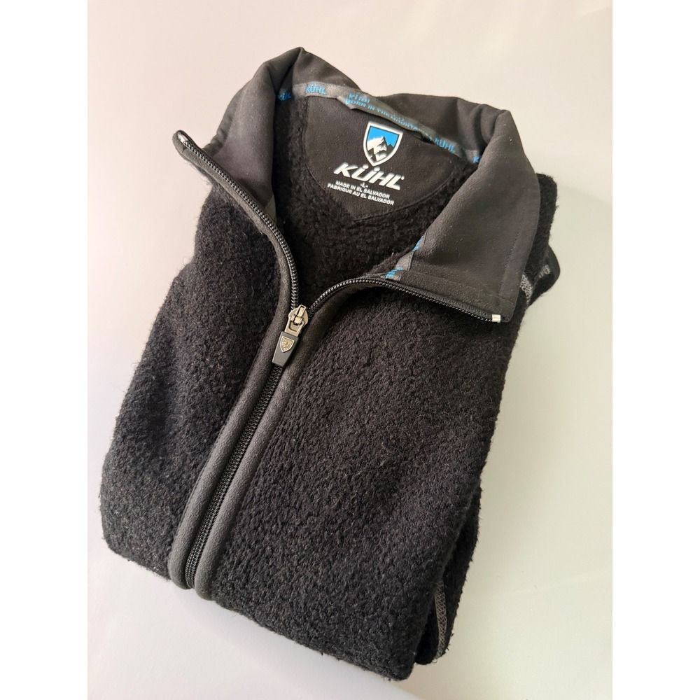 Kuhl Alfpaca Fleece Full Zip Jacket Black Mens Large Outdoor Hiking Layer